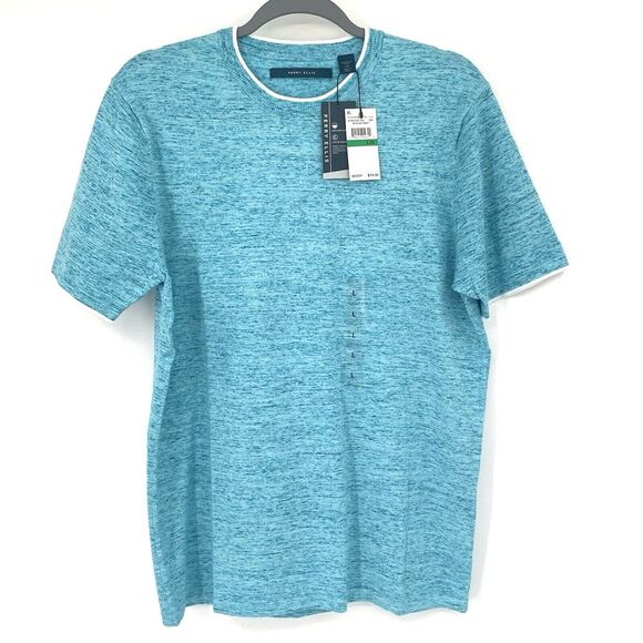 Perry‎ Ellis Biscay Bay Blue Men's Short Sleeve Pullover Sweater Size Large - Picture 2 of 8